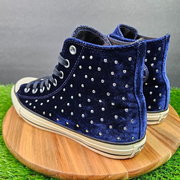 Converse Chuck Taylor All Star Hi Navy Velour Velvet Stud Sneakers 10 558993C - Picture 4 of 10